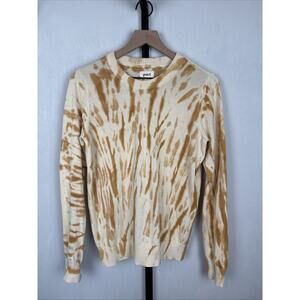 Pact Spiral Tie Dye Sweater Women's Small Yellow Cream Organic Cotton Pullover